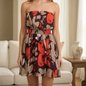 GUESS Strapless Floral Dress